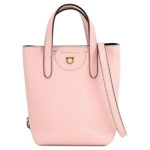 Salvatore Ferragamo Calfskin Gancini Mini Crossbody Handbag in Pink